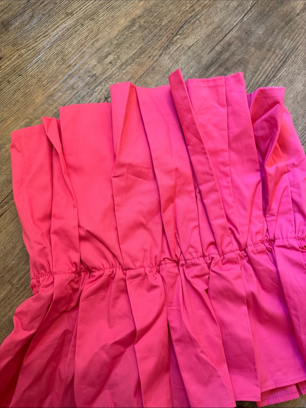 Pleated Strapless Mini Top in Bright Pink - Picture 4 of 4